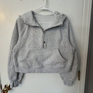 Lululemon Scuba Oversized Half-Zipped Cropped Hoodie - Size XS/S - Heather Grey